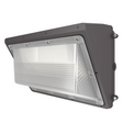 Hylele 120W LED Wall Pack Light with Photocell, featuring a grey finish and a clear polycarbonate lens, mounted on an exterior wall.
