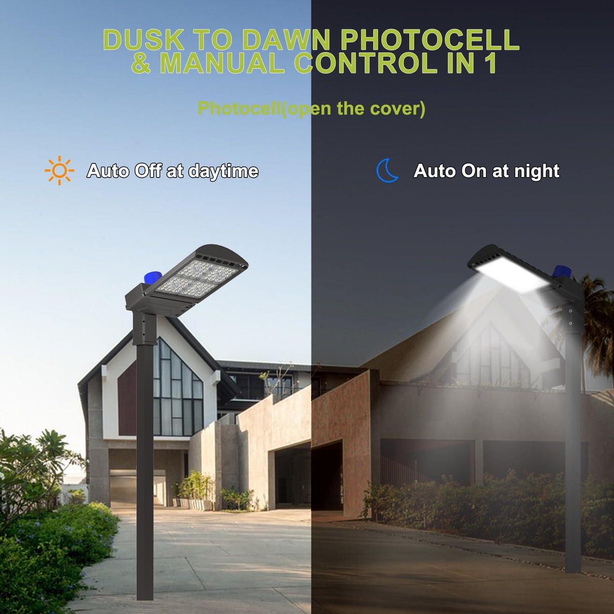 LED Area Light Dusk to Dawn Photocell and Manual Control in 1