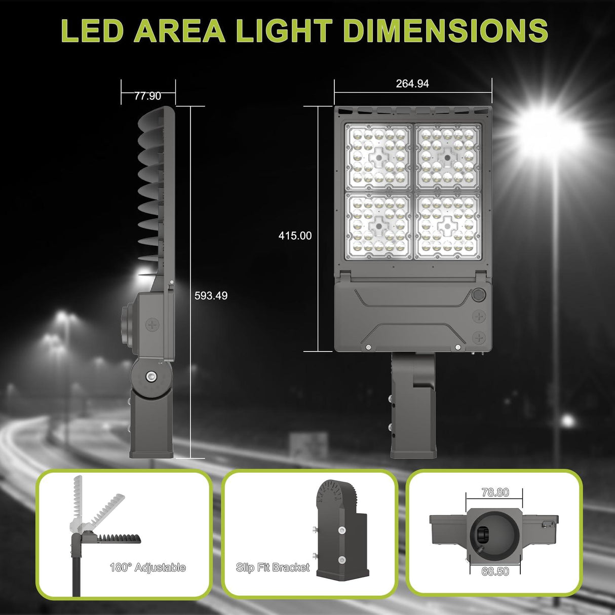 LED Area Light Dimensions