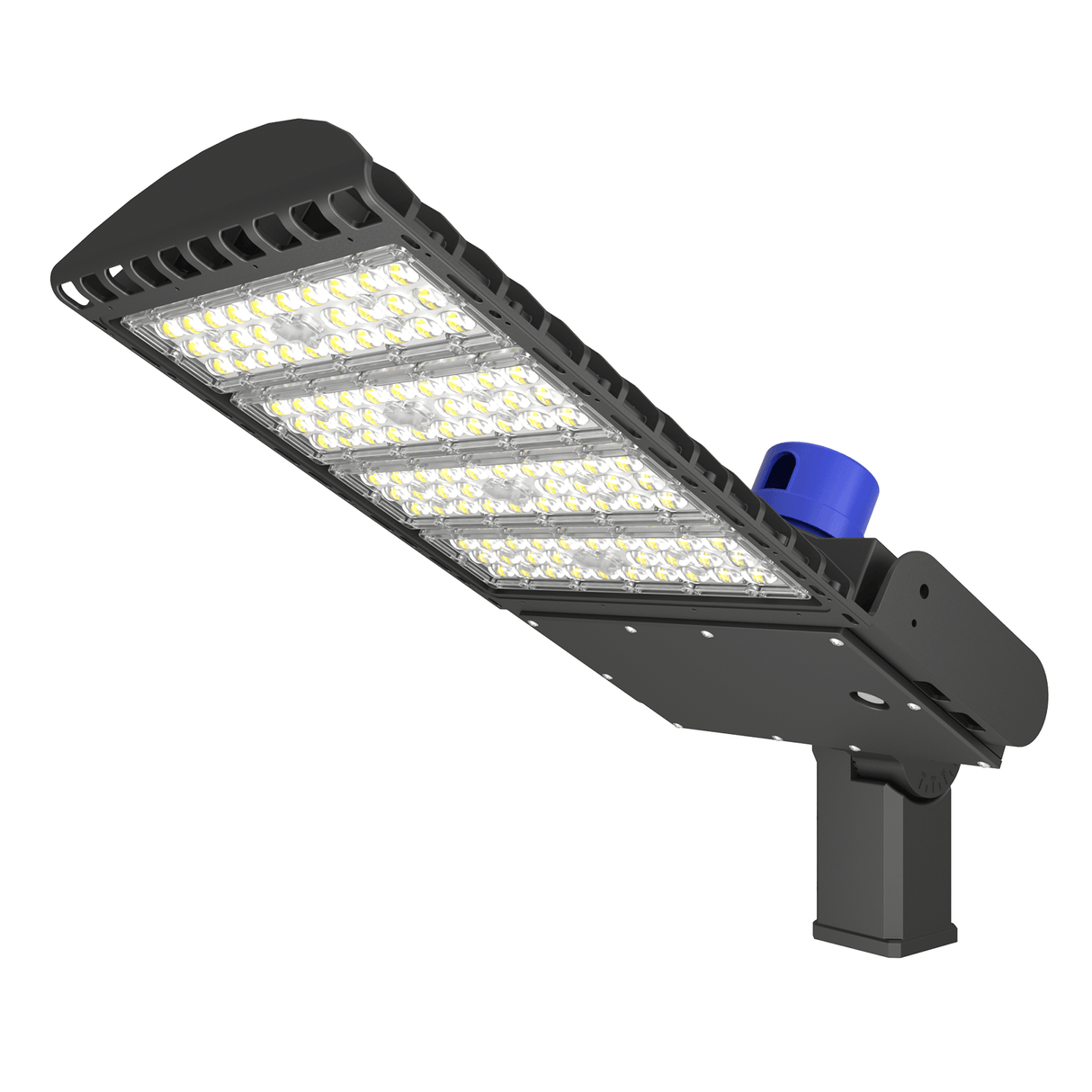 Hylele 400W LED parking lot light fixture with a photocell sensor, in black color, designed for outdoor area lighting.