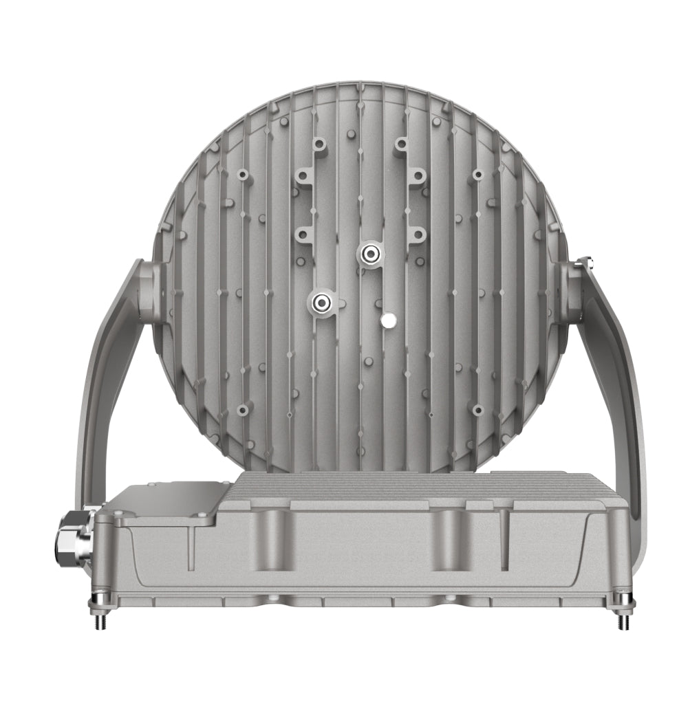 Metallic industrial component on a white background