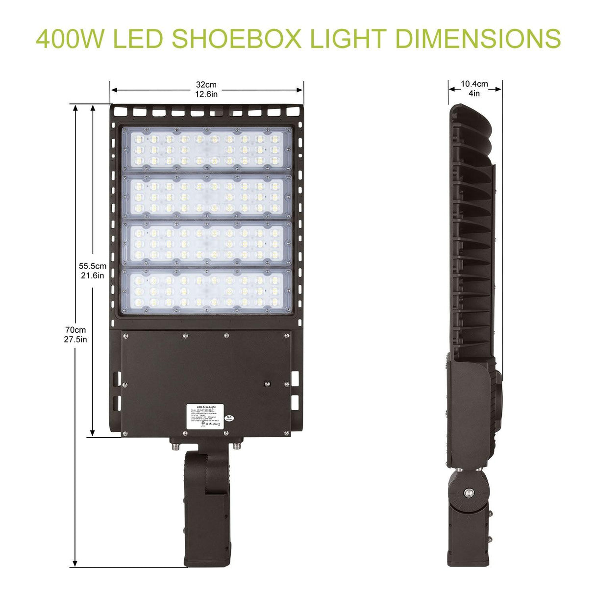 400W LED Shoebox Light Dimensions