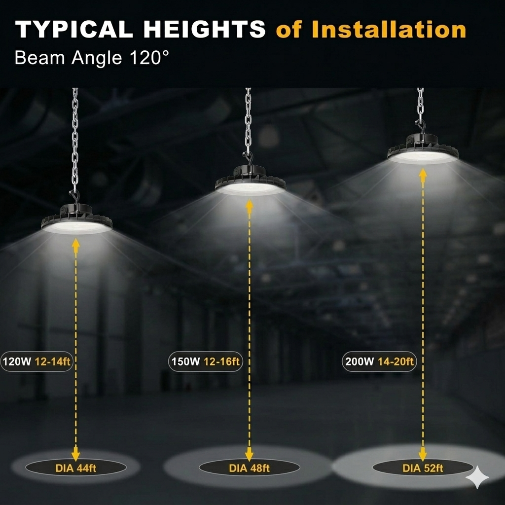 Hylele® UFO High Bay 200W LED Fixture,28000 Lumens,0- 10V Dimming,3-Adjustable Wattages