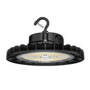 Black industrial pendant light on a white background